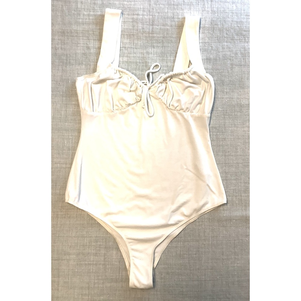 Reformation Jeans Bodysuit Cream White Romantic Womens Festival Top  - Medium